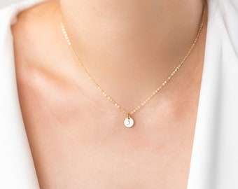 Tiny Monogram Charm Necklace, GOLD Fill Initial Necklace, Simple Everyday Jewelry, Bridesmaid's Gifts, Mother's Necklace