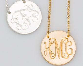 Personalized Monogram Necklace, Interlocking Letter Necklace, Initial Circle Necklace, Custom Circle Monogram Necklace