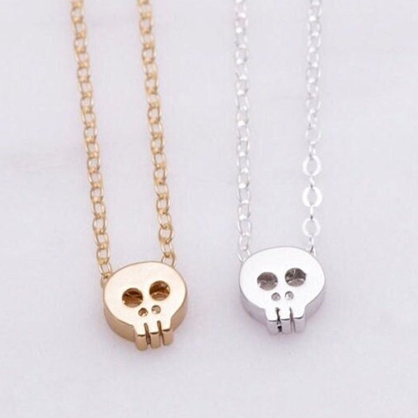 Tiny Skull Necklaces, Halloween Jewelry, Tiny skull necklace, Spooky necklace, Halloween Gift