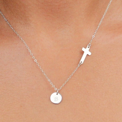 Small Cross Charm Necklace Dainty 925 Sterling Silver Etsy Canada