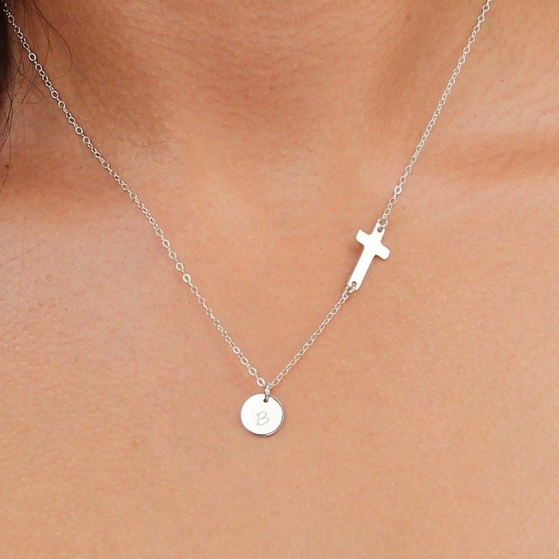 Radiant Sideways Cross Necklace main image 0