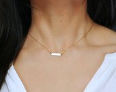 Tiny Skinny Gold Bar Necklace Engraved Name Plate Necklace Rose Gold Tiny Nameplate Necklace Personalized Initial Bar, Delicate Chain
