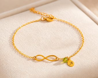 Infinity Bracelet, Bridesmaids Gifts, Infinity Birthstone Bracelet, New Moms Bracelet, Forever friendship, Eternity Sisterhood, Bestie Gifts