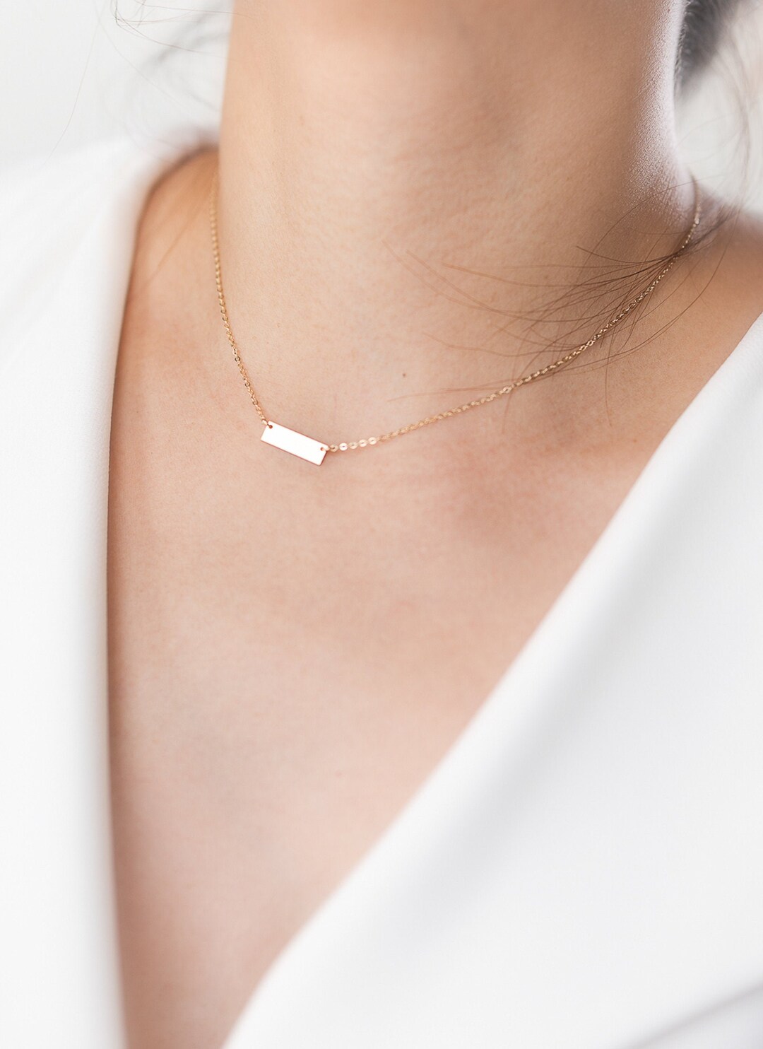 Personalized Small Gold Bar Necklace Minimal Bar Necklace Etsy