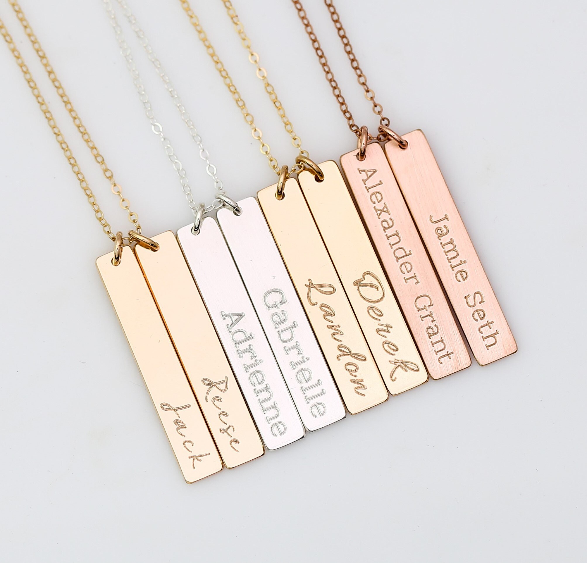 Double Nameplate Necklace Gold Vertical 