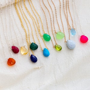 Gemstone Necklace, Dainty Birthstone Necklace, Custom Birthstone Jewelry, Gift for Mom, Grandma Necklace, Minimalist Jewelry