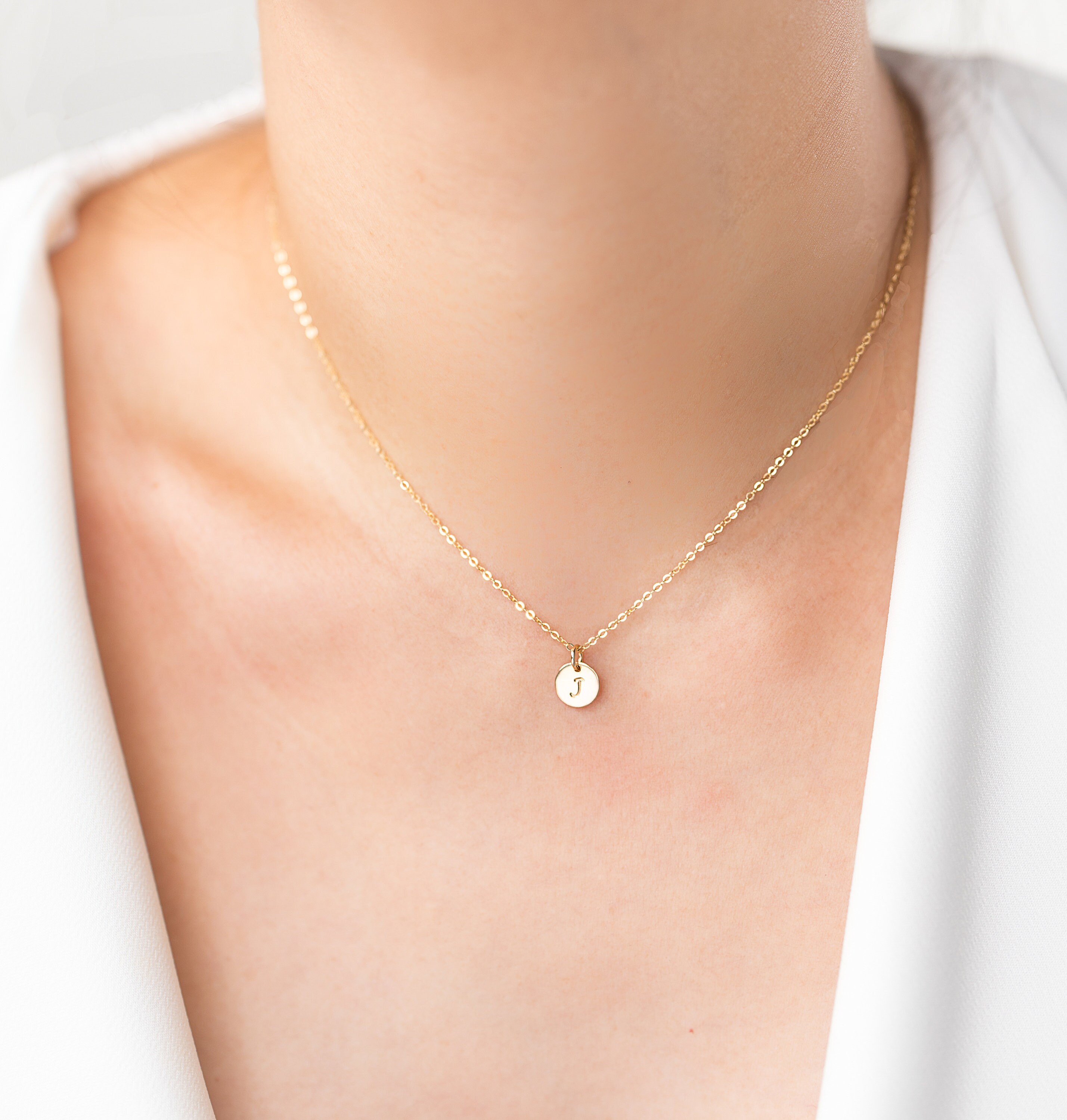 Tiny Monogram Charm Necklace GOLD Fill 