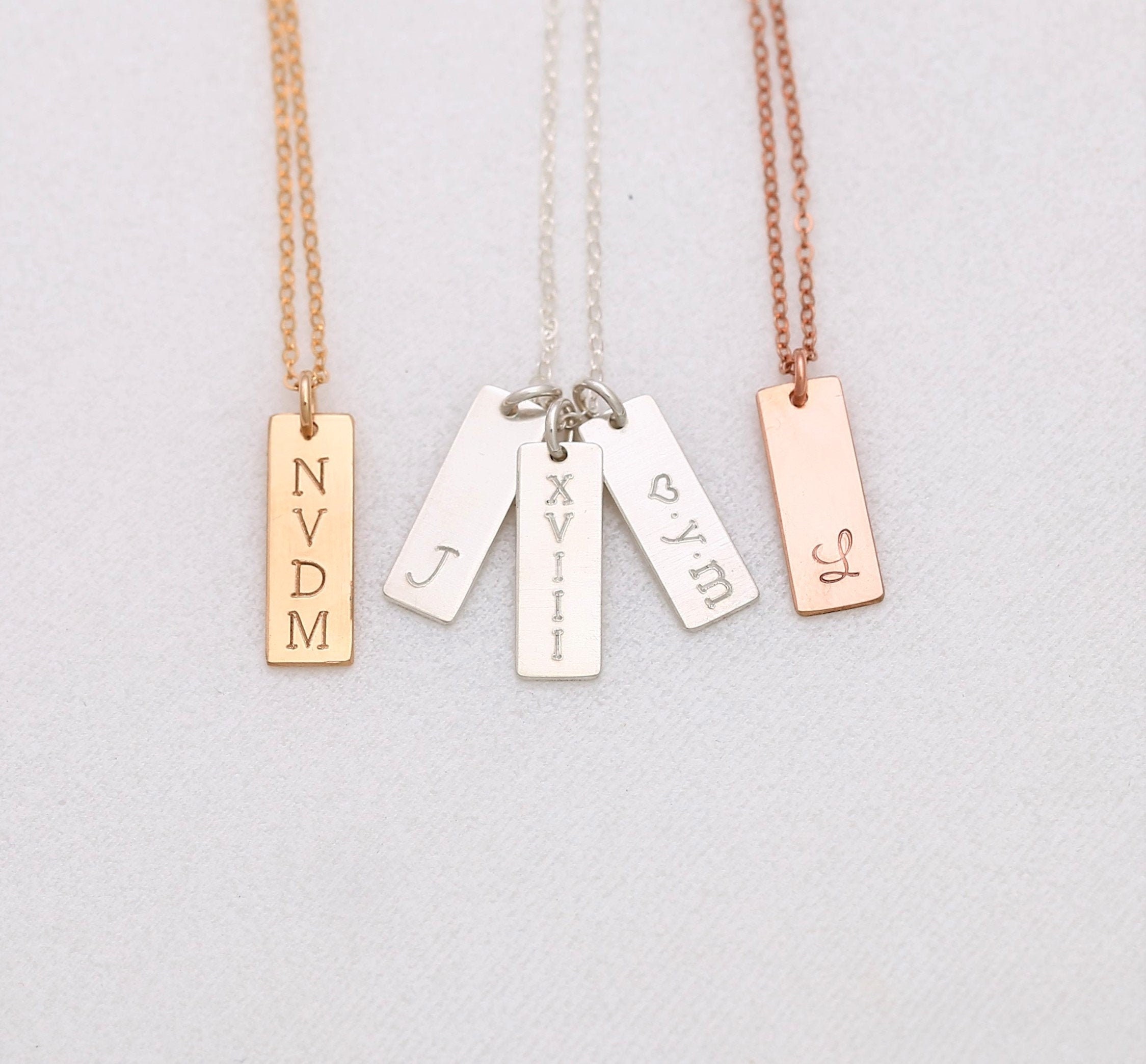 14K Gold Name Bar Necklace Personalized 