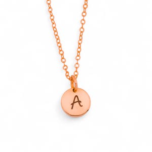 Tiny Rose Gold Initial Necklace, Dainty Monogram Charm Trendy Jewelry, Bridesmaid Gifts, Flower Girl, Personalized Minimalist Necklace