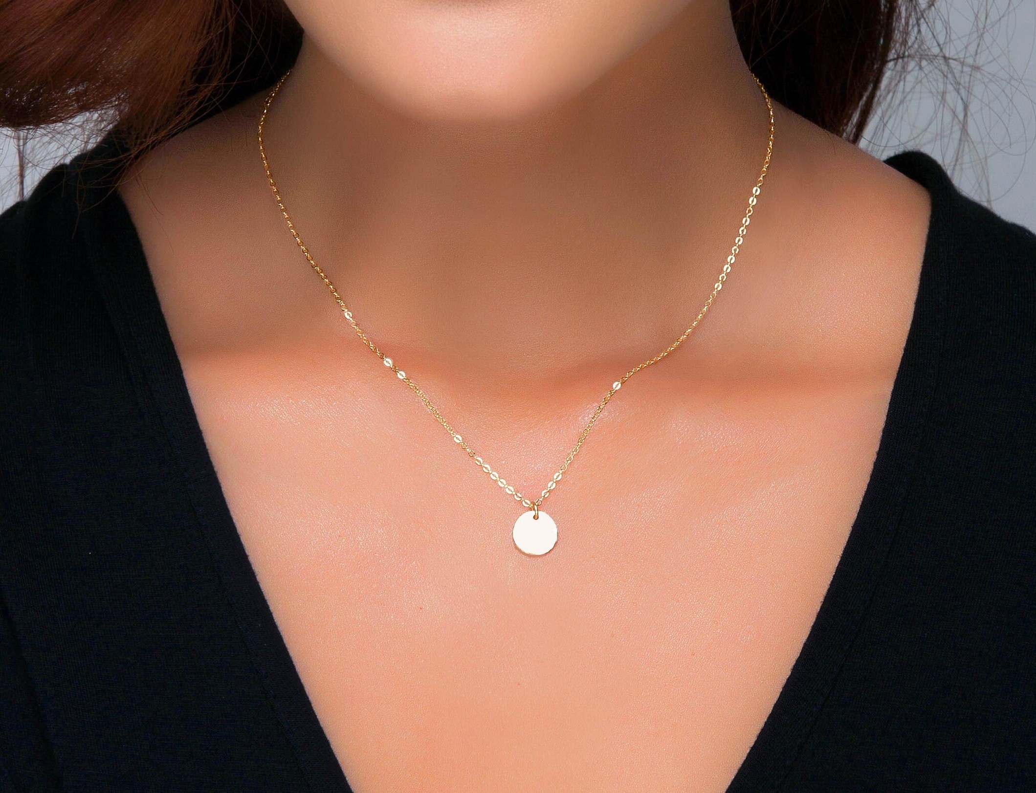 Small Coin Necklace Letter Charm 