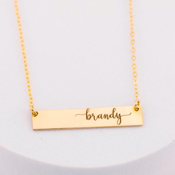 Gold Bar Necklace, Personalized Name Plate Necklace Delicate Horizontal  Bar Necklace Simple Nameplate Necklace Gold, Silver Initial