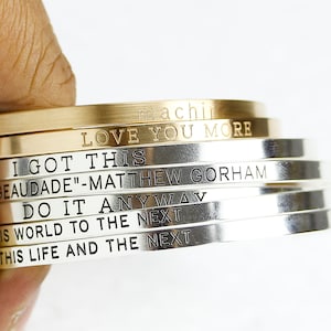 Personalized Cuff Bracelet, Gold Mantra Bracelet Cuff, Silver Cuff Bracelet, Personalize Inspirational Bracelet, Meaningful Rose Gold Cuff,