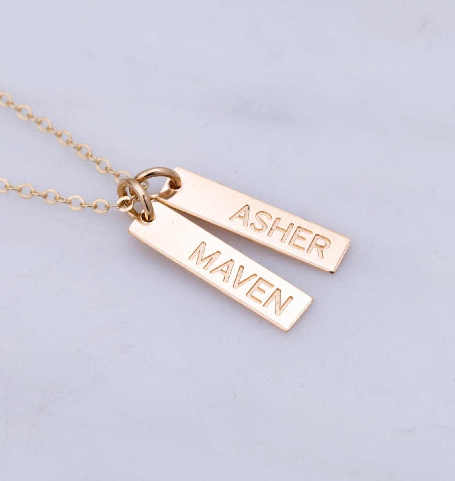 Small Gold Bar Necklace Personalized Tiny Gold Tag Necklace Etsy