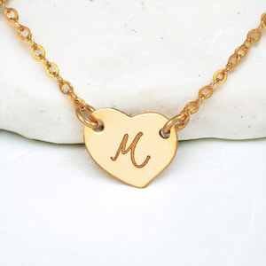 Heart Charm Necklace, 925 Sterling Silver Initial Necklace, 14K Gold Fill Heart Tag Necklace Personalized, Rose Gold Fill Bridesmaid Gifts