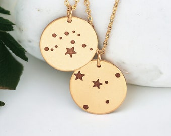 Star Sign Necklace, Zodiac Sign Necklace, Dainty Constellation Jewelry, Astrology Necklace Gold Silver Rose Gold