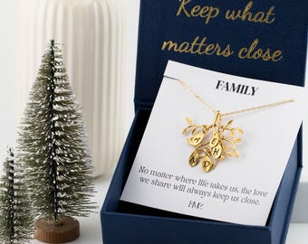 Collier Arbre Généalogique Personnalisé, Le Jardin de Grand-Mère, Collier Maman, Bijou Sœurs, Collier Lettre de Famille, Cadeaux de Noël, Souvenir de Famille