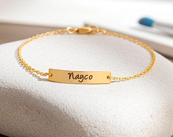 Monogram Gold Bar Anklet / ID, Nameplate, Coordinates, Roman Numerals Anklet / Personalized Silver Rose Gold Bar Initial Bridesmaid Gift