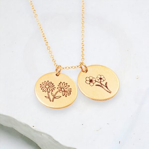 Birth Month Flower Necklace • Personalized Flower Necklace • Gift for Her • Mother Necklace Gold, Silver, Rose Gold Necklace
