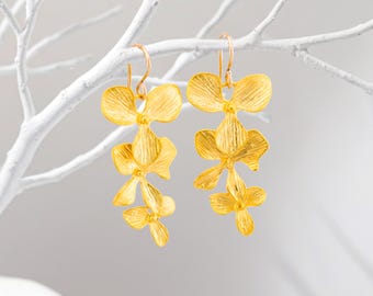Orchid Flower Earrings, Orchid Jewelry, Rose Gold Wedding Jewelry, Bridesmaid Gifts, Bridal Gift Favor