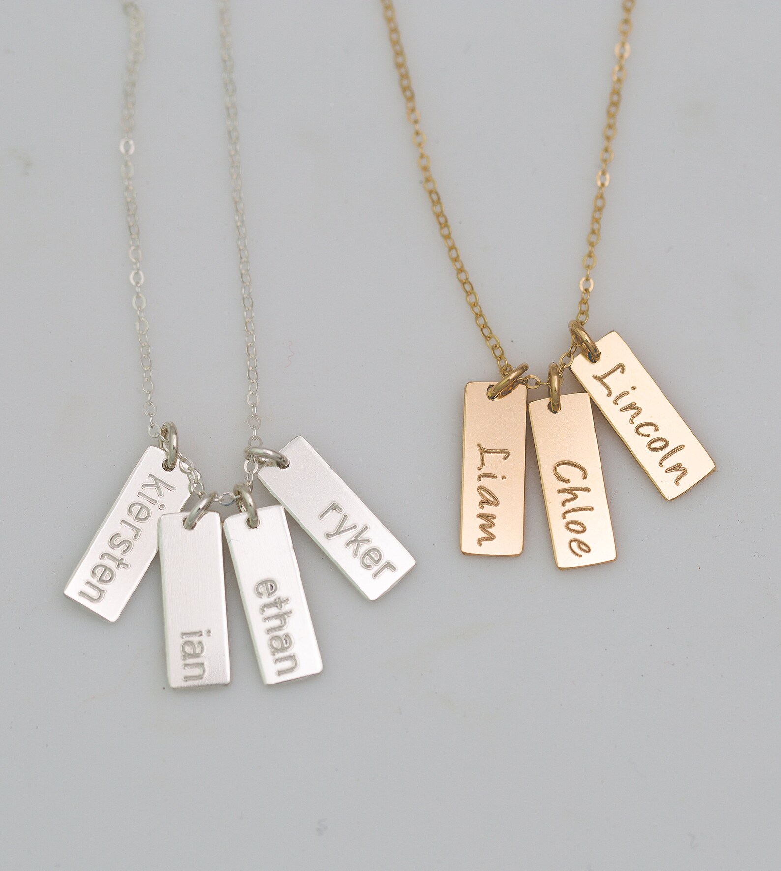 Small Gold Bar Necklace Personalized Tiny Gold Tag Necklace Etsy