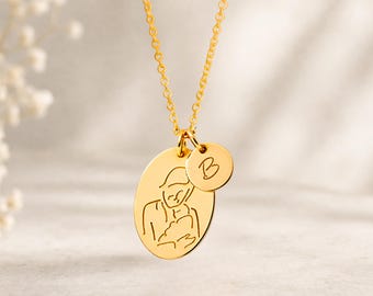 Collier personnalisé pour grand-mère, Collier pour maman, Souvenir de famille, Cadeau pour nouvelle maman, Cadeau pour nouvelle grand-mère, Pendentif gravé avec initiale