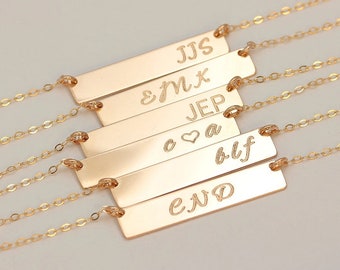 Gold Bar Initial Anklet, Personalized Monogram Bar Anklet, Rectangle Letter Charm Anklet, Modern Bridesmaid's Jewelry