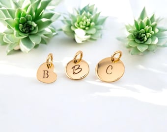 Add a Tiny, Small or Medium Initial Pendant, Customize Letter Charm, Monogram Disc Silver, Gold or Rose Gold (Please Read Note)