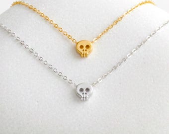 Tiny Skull Necklaces, Halloween Jewelry, Tiny skull necklace, Spooky necklace, Halloween Gift