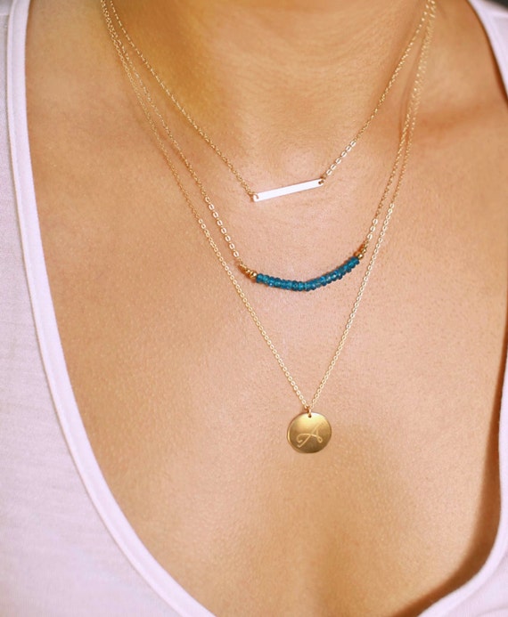 Download Delicate Layered Necklace Gemstone Bar necklace ...