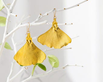 Actual Leaf Earrings, Real Aspen Birch Cottonwood Lacey Oak Ginkgo Leaf Jewelry, Boho Bridesmaid Earrings, Gift for Her, Autumn Jewelry