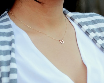 Tiny Horseshoe Necklace, Dainty Gold or Rose Gold, Silver Horseshoe Pendant Necklace on Delicate Chain, Equestrian Horseshoe Jewelry