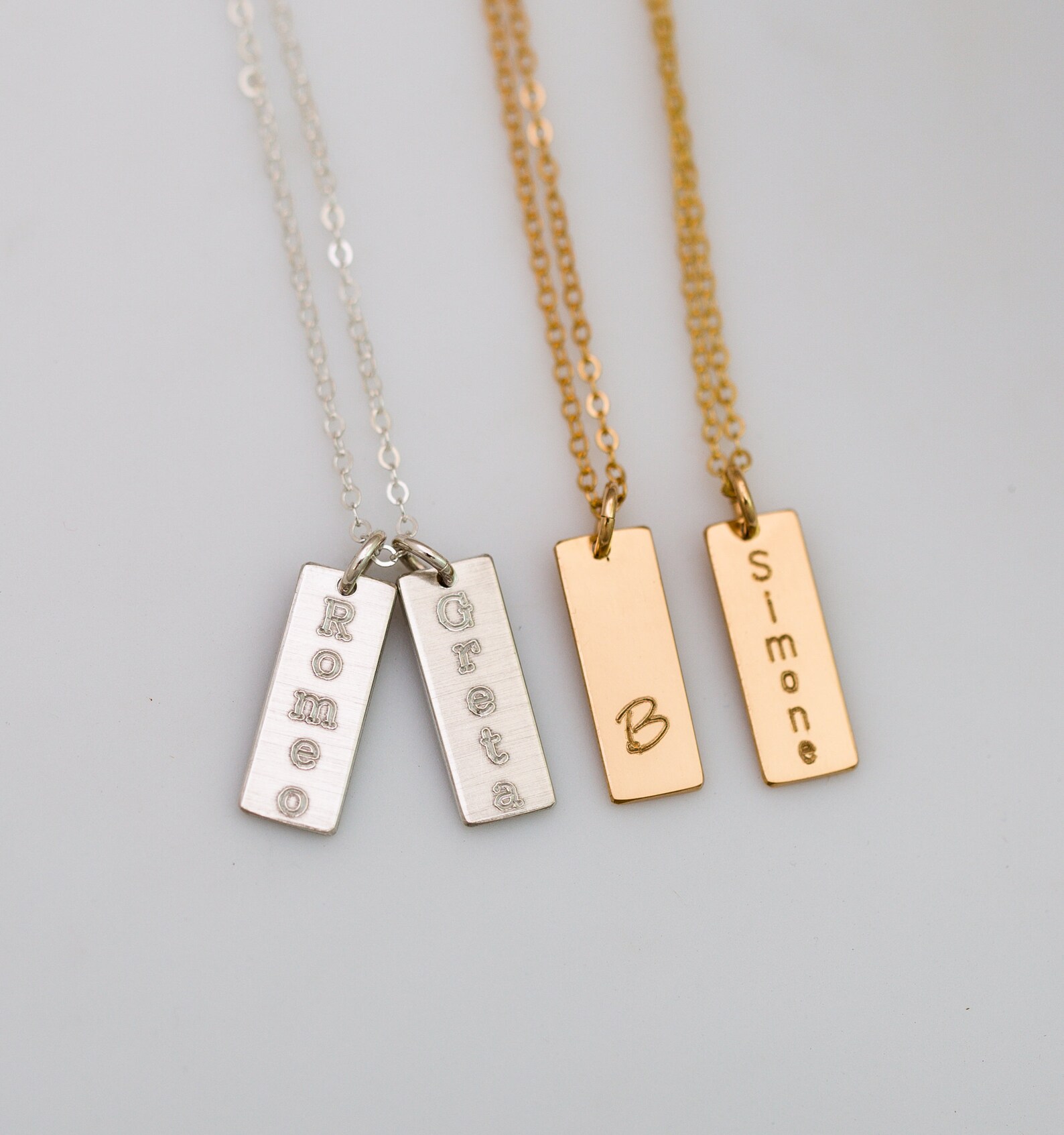 Small Gold Bar Necklace Personalized Tiny Gold Tag Necklace Etsy