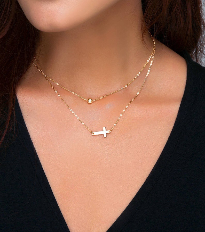 Personalized Name Cross Necklace Sideways Cross Pendant Necklace Engraved Nameplate Necklace Gold Silver Rose Gold Minimal Jewelry