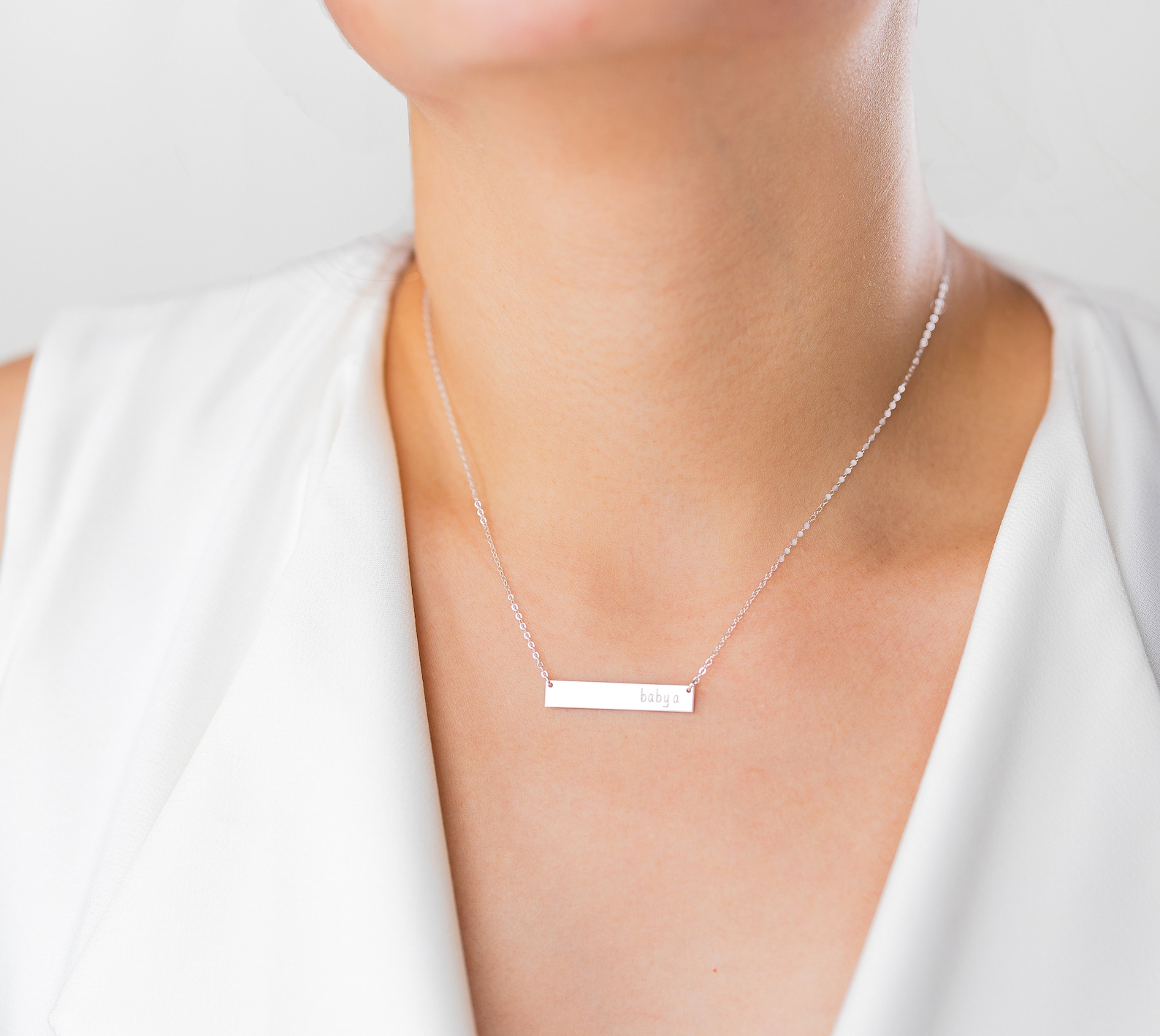 Gold Bar Necklace Personalized Name Plate Necklace / Delicate Etsy