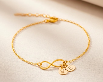 Bracelet infini personnalisé avec initiales, cadeau pour meilleure amie, bracelet pour sœur, cadeau pour âme sœur, bracelet familial, bracelet pour maman, cadeau de Noël