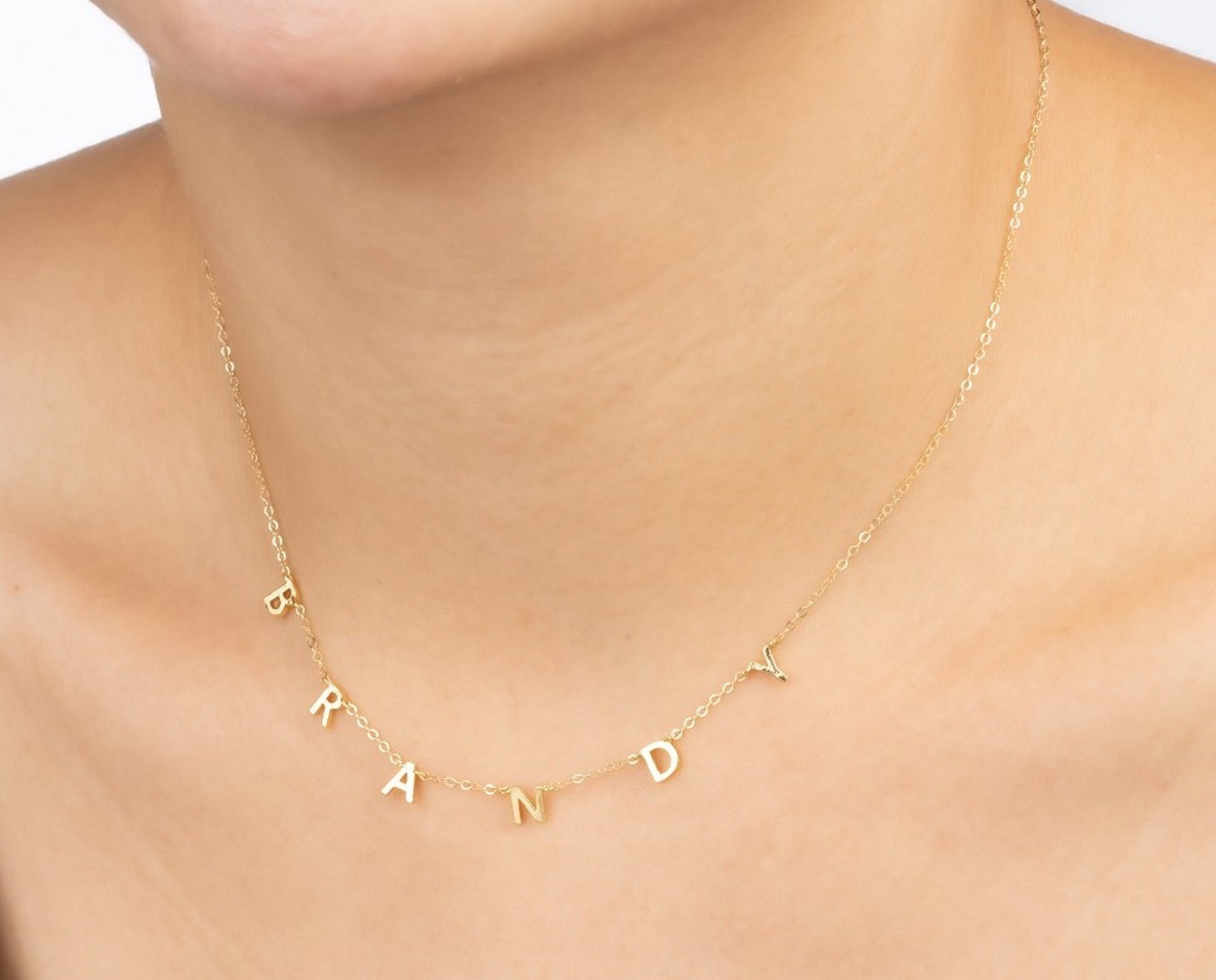 Letter Name Necklace Spaced Letter 