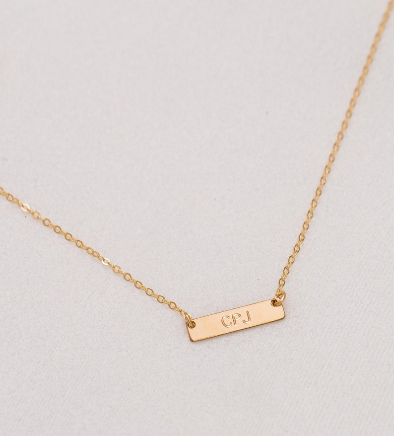 Tiny Skinny Gold Bar Necklace / Engraved Name Plate Necklace / - Etsy
