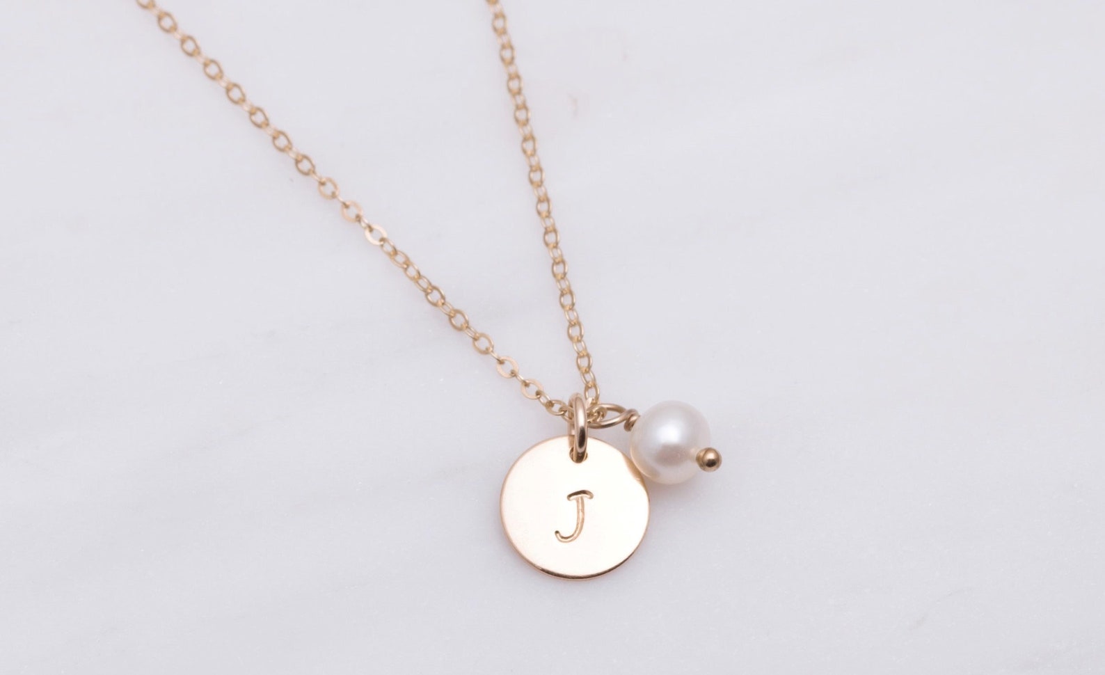 Pearl necklace with initial charm Clearance