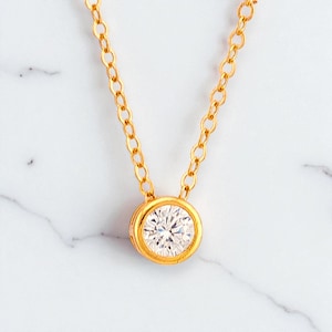Dainty Tiny Cubic Zirconia Necklace, CZ Diamond Necklace / Simple Layering Necklace, Minimalist Jewelry Layered Necklace Gold or Silver