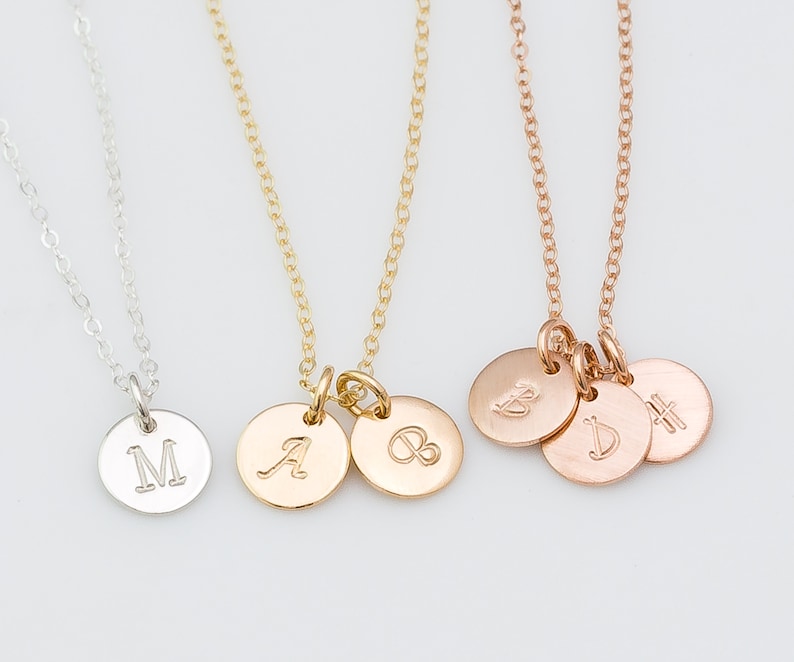 Tiny Monogram Charm Necklace GOLD Fill Initial Necklace Etsy