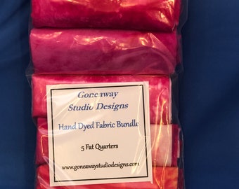 Hand dyed Fabric Bundle  5 Fat Quarters