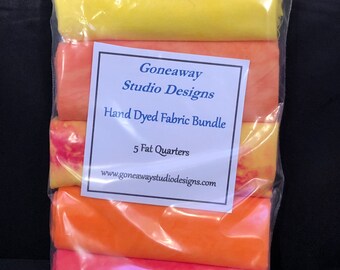 Hand Dyed Fabric Bundle. 5 fat quarters