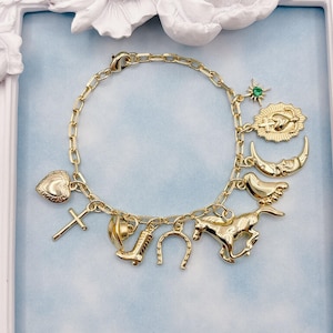 Build Your Own Custom Charm Bracelet. Gold Charm Bracelet. Custom Charm Bracelet. Gift for Her.