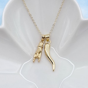 Mano Cornuto Hand Horn Necklace. Naszyjnik na szczęście. Naszyjnik ochronny. Prezent dla niej.
