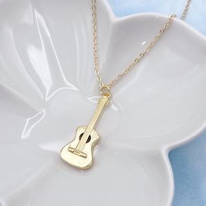 Gold Guitar Necklace. Minimalist Necklace. Music Necklace. Musician Necklace. Girls Guitar Necklace. Guitar Lover. Love Music. Gift for Her.