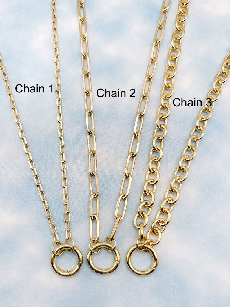 Build Your Own Custom Charm Necklace. Carabiner Clasp Necklace. Gold