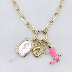 Build Your Own Custom Charm Necklace. Carabiner Clasp Necklace. Gold Charm Necklace. Chunky Paperclip Chain. Personalized Necklace.