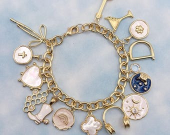 Vintage CHRISTIAN DIOR by GALLIANO Figural Charm Silver Bracelet