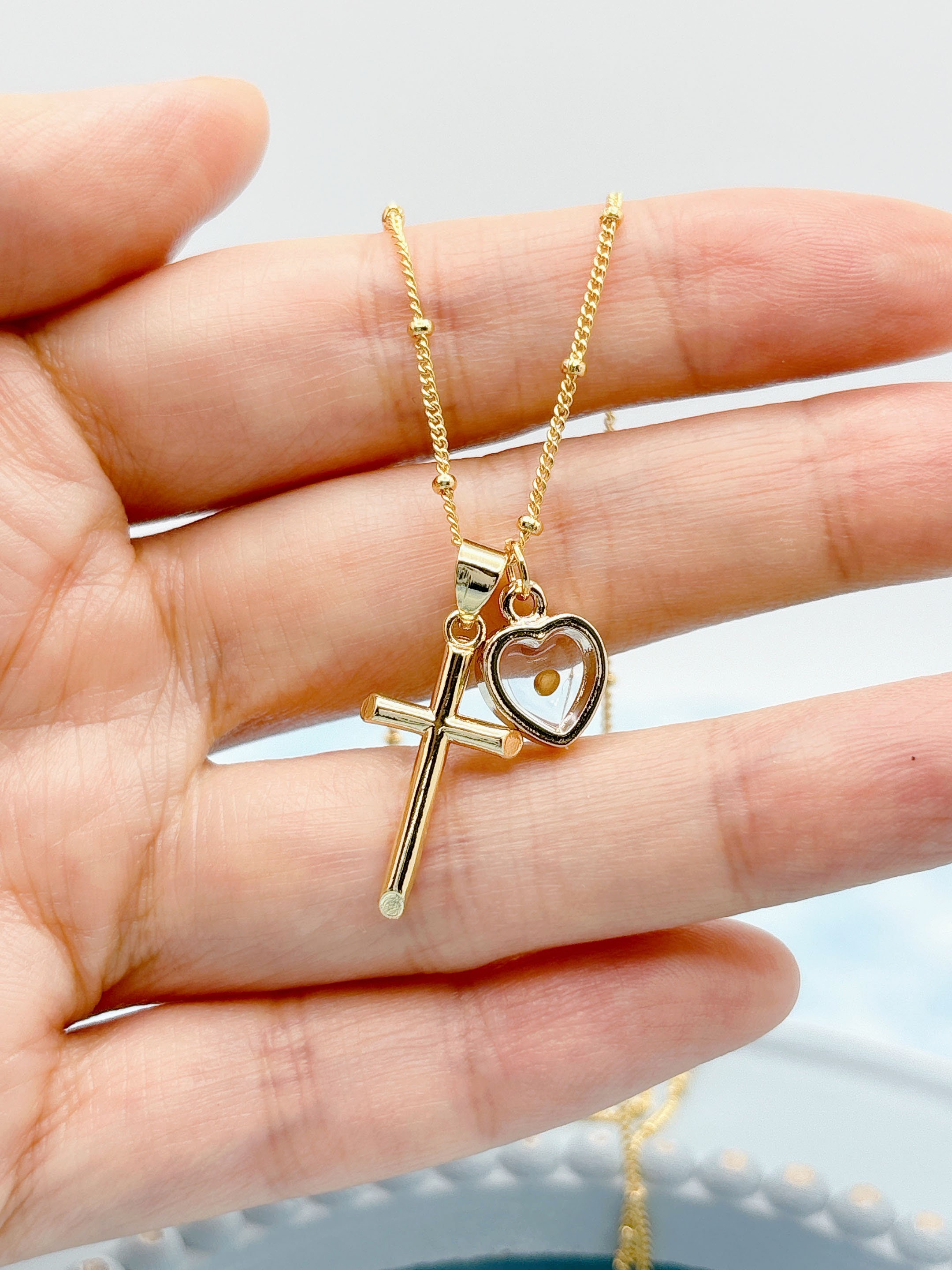 Collana Con Croce Jesus Loves You E Semino Di Senape, In Acciaio Inox, Catena Regolabile, Regalo Religioso