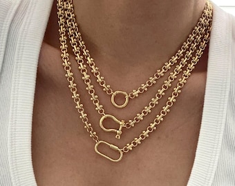 Charm Halter Halskette. Karabiner Charm Halskette. Gliederkette, Collier mit Karabiner. Personalisierte Halskette. Layering Halskette. Geschenk für Sie.